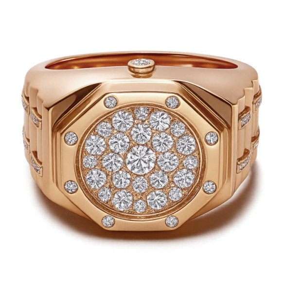 Anillo Pavé Diamantes Oro Rosa - Anillos de Oro Hombre