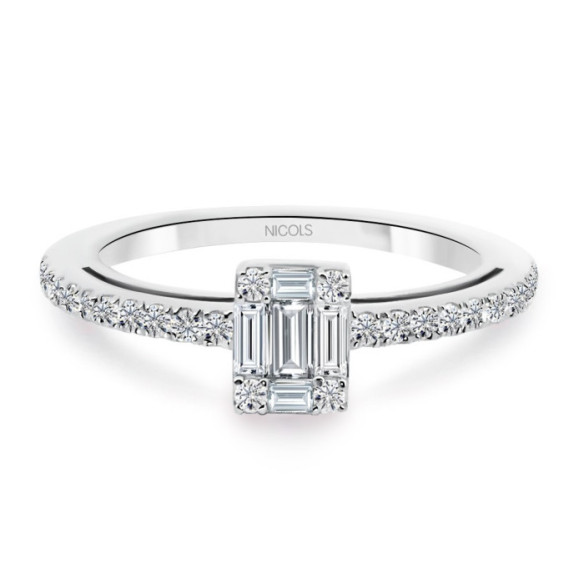 Anillo Diamantes Minerva 0.51 Oro Blanco - ANILLOS