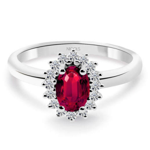 Anillo Diamantes y Rubi Dalia 0.50 - Anéis de rubi