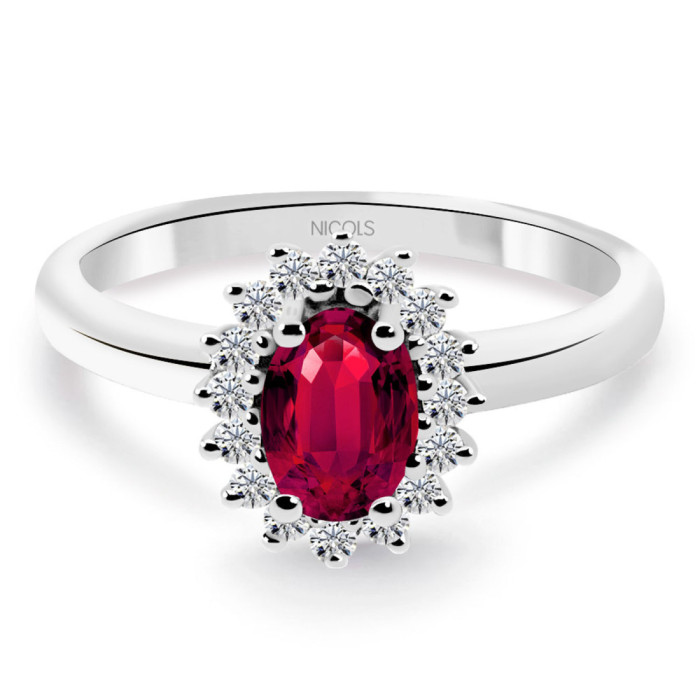 Anillo Diamantes y Rubi Dalia 0.50 - Anillos de Rubí