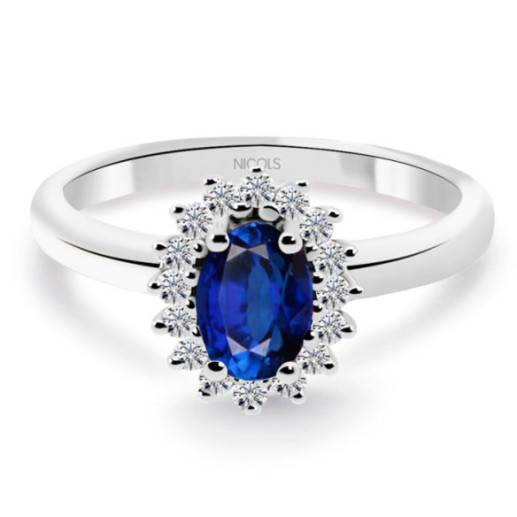 Anillo diamantes y zafiro Dalia 0.50 - Jubiläums Verlobungsringe