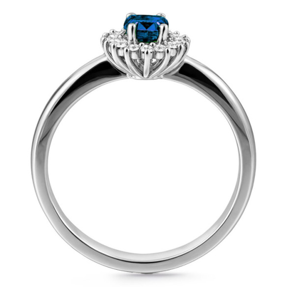 Anillo diamantes y zafiro Dalia 0.50 - Anillos Compromiso Aniversario