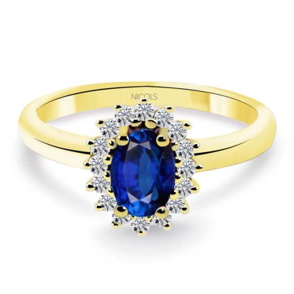 Dalia Yellow Gold Sapphire and Diamond Ring 0.50 - Anniversary Rings