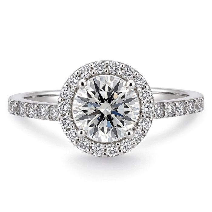 Anillo Solitario Diamante Oro Blanco Clavel - Brillante