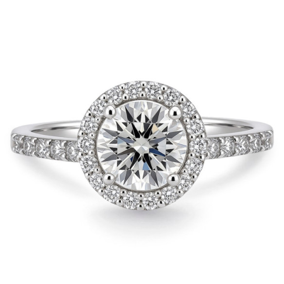 Anillo Solitario Diamante Oro Blanco Clavel - Talla Brillante