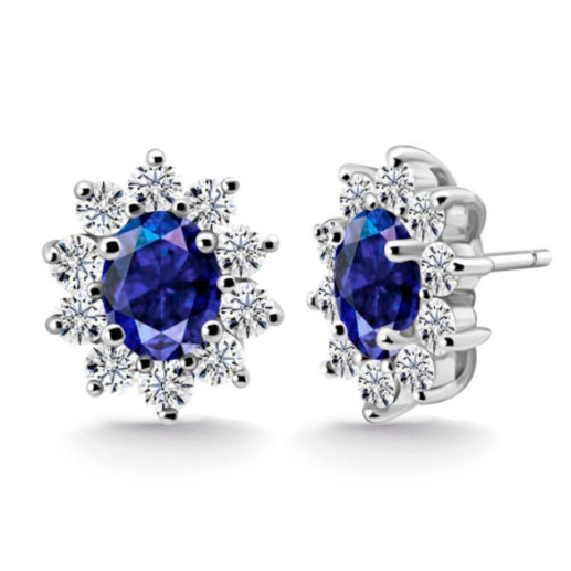 Pendientes Zafiro y Diamantes Dalia Oro Blanco - Pendientes Otras Piedras de Colores