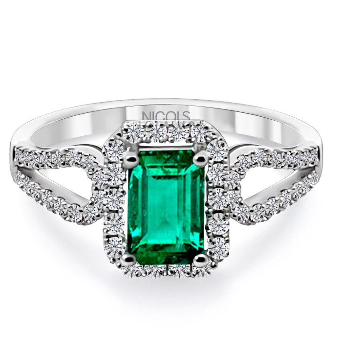 Royal Jewels White Gold Diamond Emerald Ring - Emerald rings