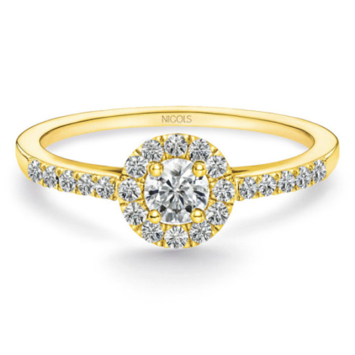 Anillo Solitario Diamante Oro Amarillo Clavel 0,15ct. - Brilhante