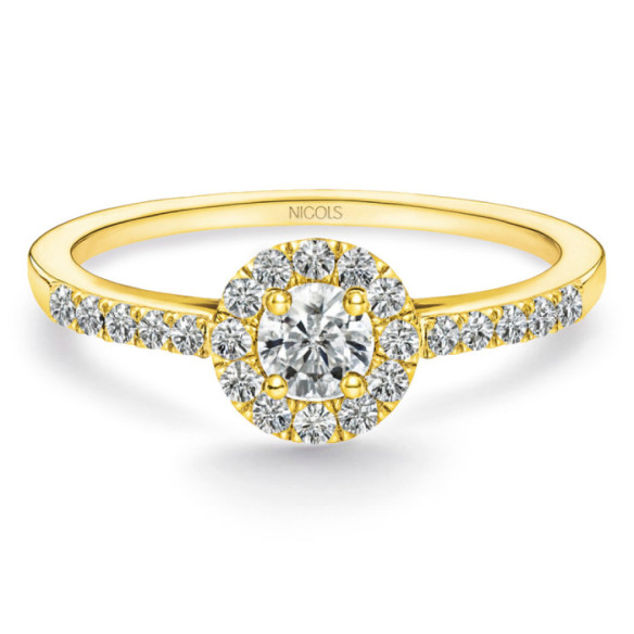 Anillo Solitario Diamante Oro Amarillo Clavel 0,15ct. - Talla Brillante