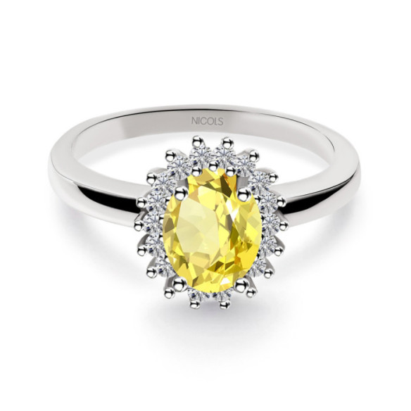 Anillo Zafiro Amarillo Dalia 0.90 - Compromisso de aniversário de anéis