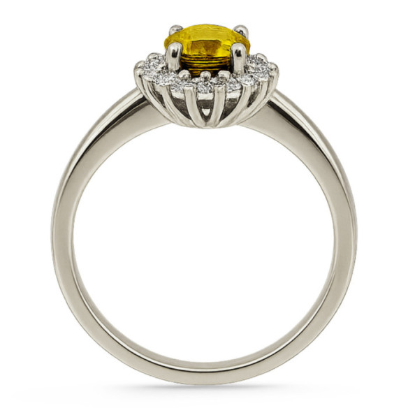 Anillo Zafiro Amarillo Dalia 0.90 - Compromisso de aniversário de anéis