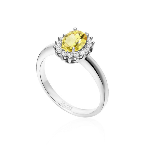Anillo Zafiro Amarillo Dalia 0.90 - Compromisso de aniversário de anéis