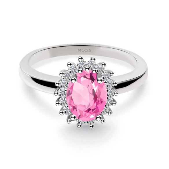 Anillo Zafiro Rosa Dalia 0.90 - Anillos Compromiso Aniversario