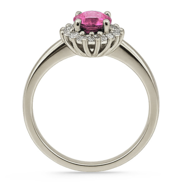 Anillo Zafiro Rosa Dalia 0.90 - Anillos Compromiso Aniversario