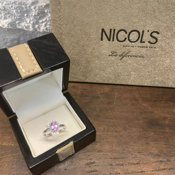 Anillo Zafiro Rosa Dalia 0.90 - Anillos Compromiso Aniversario