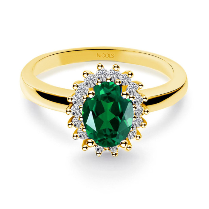Anillo Esmeralda Oro Amarillo Dalia 1.00 - Bagues de fiançailles d'anniversaire