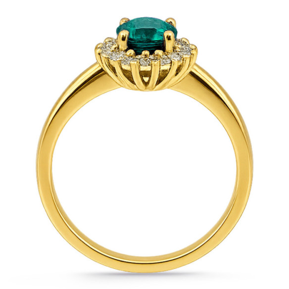 Anillo Esmeralda Oro Amarillo Dalia 1.00 - Bagues de fiançailles d'anniversaire