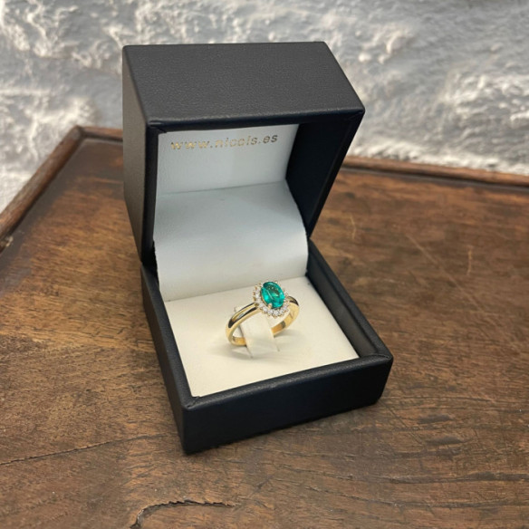 Anillo Esmeralda Oro Amarillo Dalia 1.00 - Bagues de fiançailles d'anniversaire