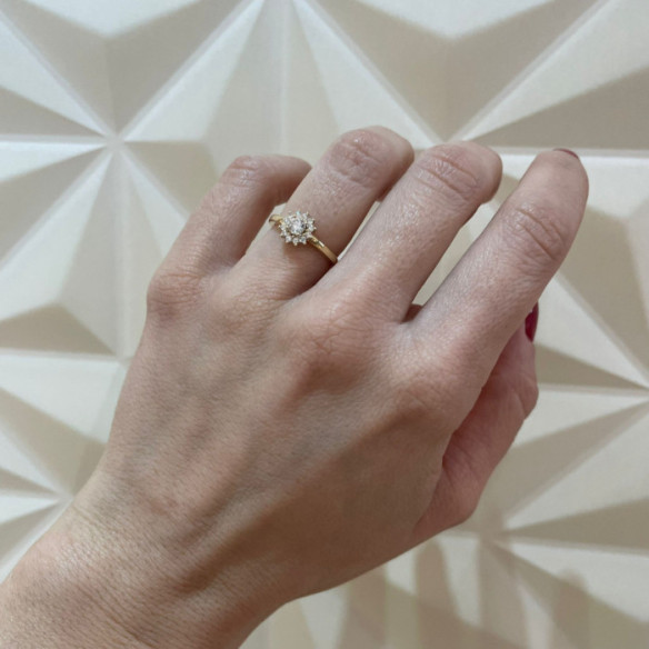 Anillo Diamantes Margarita Oro amarillo - Talla Brillante