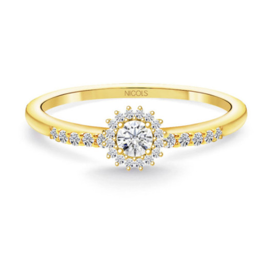 Anillo Solitario Margarita 0.15 brazo diamantes Oro Amarillo - Anillos de Promesa Diamantes