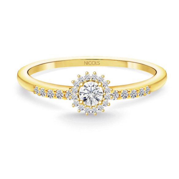 Anillo Solitario Margarita 0.15 brazo diamantes Oro Amarillo - Prometti anelli diamanti