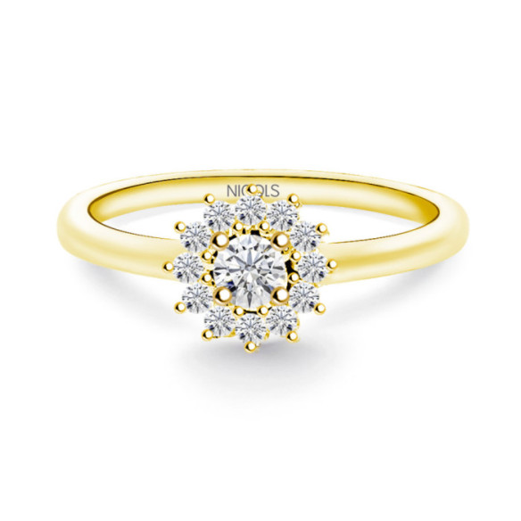 Anillo Diamantes Margarita 0.15 Oro Amarillo - Anillos de Promesa Diamantes