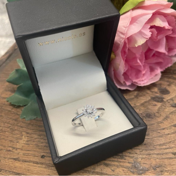Anillo Diamantes Margarita 0.15 - Talla Brillante