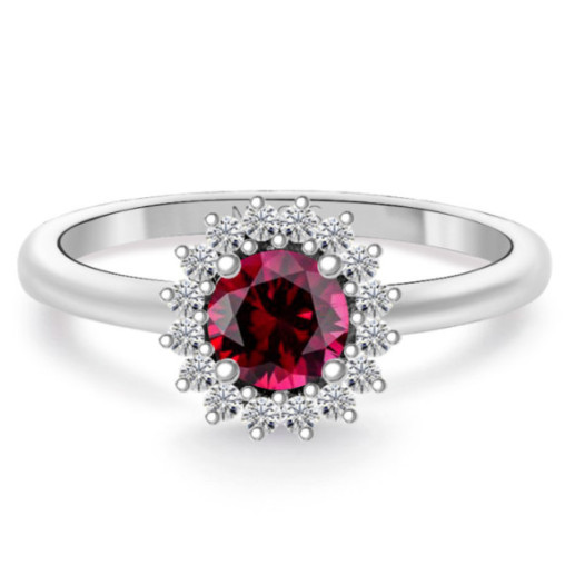 Anillo rubi Margarita 0.60 diamantes en orla - Rote Verlobungsringe
