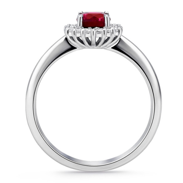 Anillo rubi Margarita 0.60 diamantes en orla - Anillos de Compromiso Rojo