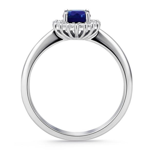 Anillo Zafiro Margarita 0.60 diamantes en orla - Anillos de Zafiro