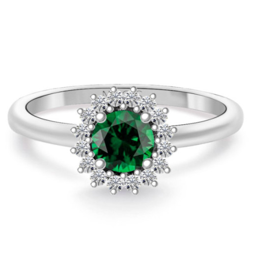 Margarita Emerald Ring with 0.60 Diamonds in a Border - Emerald rings