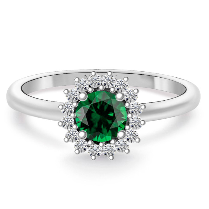 Margarita Emerald Ring with 0.60 Diamonds in a Border - Emerald rings