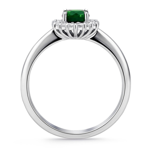 Anillo esmeralda Margarita 0.60 diamantes en orla - Smaragdringe