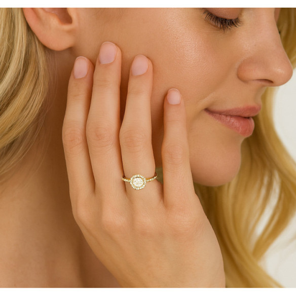 Anillo Solitario Diamante Clavel 0.50 Oro Amarillo - Solitarios de Oro Amarillo