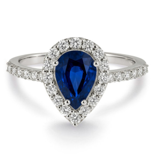 Sapphire Ring 0.69ct White Gold SUNSET DROP - Anniversary Rings
