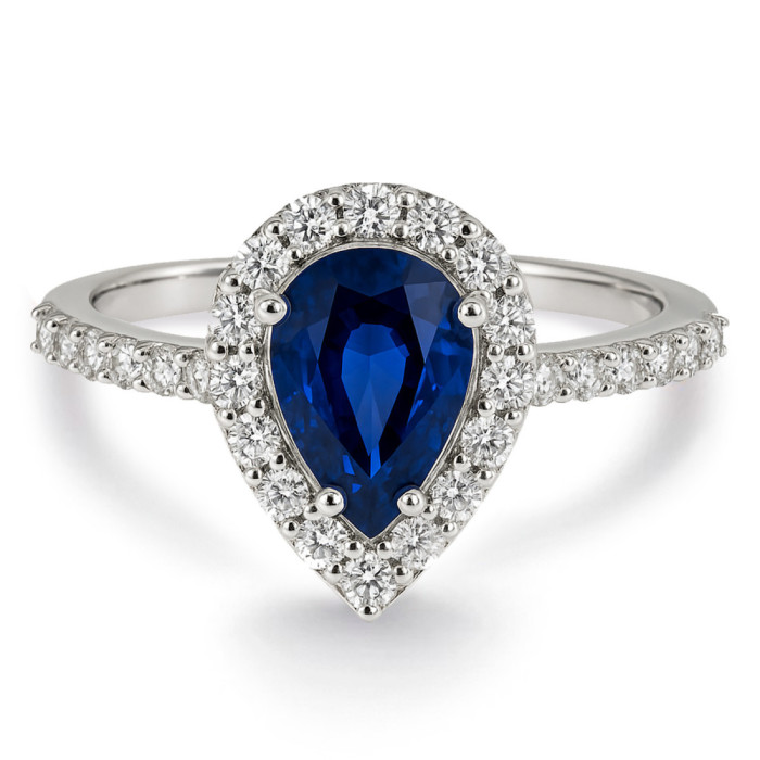 Sapphire Ring 0.69ct White Gold SUNSET DROP - Anniversary Rings