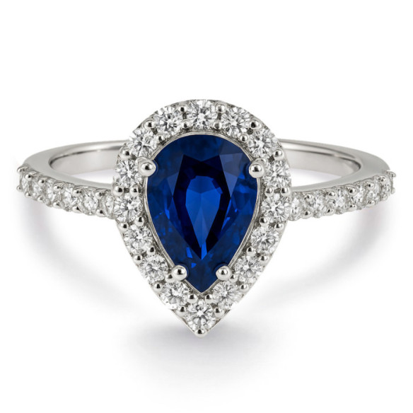 Anillo Zafiro Sunset Drop 0.69Ct Oro Blanco - Anillos Compromiso Aniversario