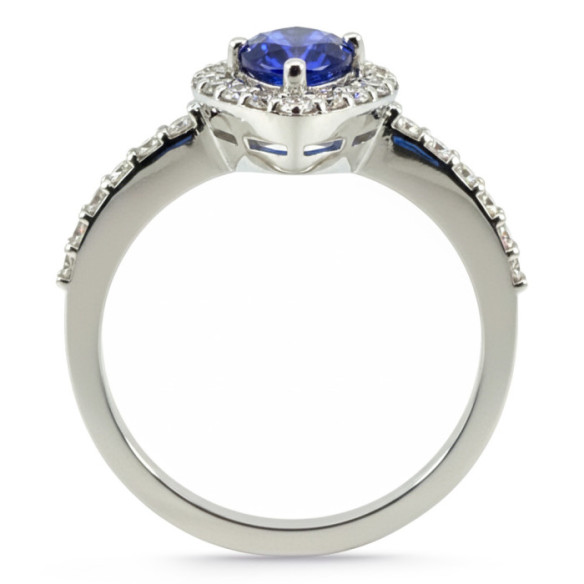 Anillo Zafiro Sunset Drop 0.69Ct Oro Blanco - Anillos Compromiso Aniversario