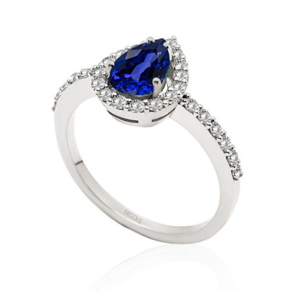 Anillo Zafiro Sunset Drop 0.69Ct Oro Blanco - Anillos Compromiso Aniversario