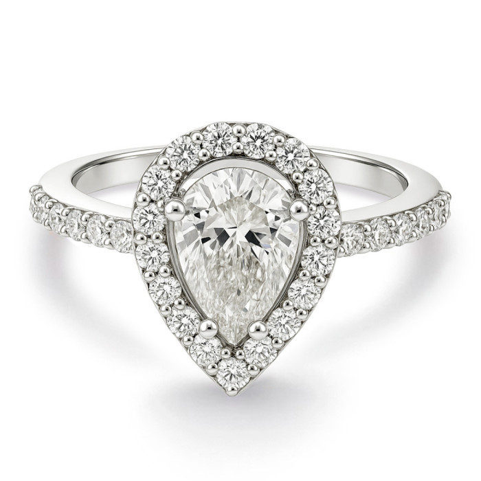 Pear-cut Diamond Solitaire Ring Aura 0.75 ct - Talla Pera