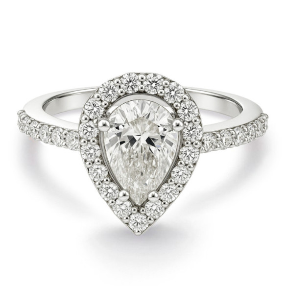Pear-cut Diamond Solitaire Ring Aura 0.75 ct - Talla Pera