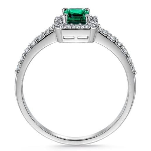 Anillo Esmeralda Sunset Rectangle 0.55Ct Oro Blanco - ANILLOS 2
