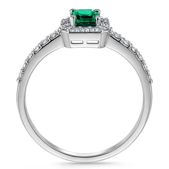 Anillo Esmeralda Sunset Rectangle 0.55Ct Oro Blanco - ANILLOS
