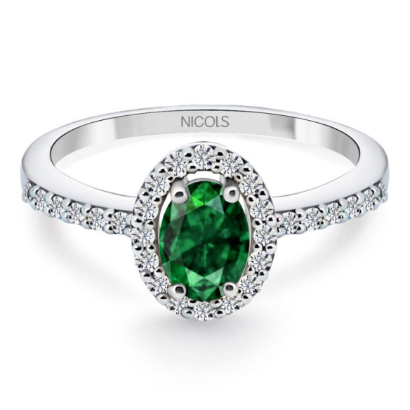 Anillo Esmeralda Verde Dalia Sunset 0.60 - Anéis de noivado verde