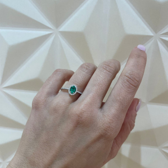 Anillo Esmeralda Verde Dalia Sunset 0.60 - Anéis de noivado verde