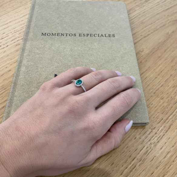 Anillo Esmeralda Verde Dalia Sunset 0.60 - Anéis de noivado verde