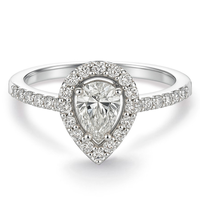 Pear-cut Diamond Solitaire Ring Aura 0.50 ct - Talla Pera