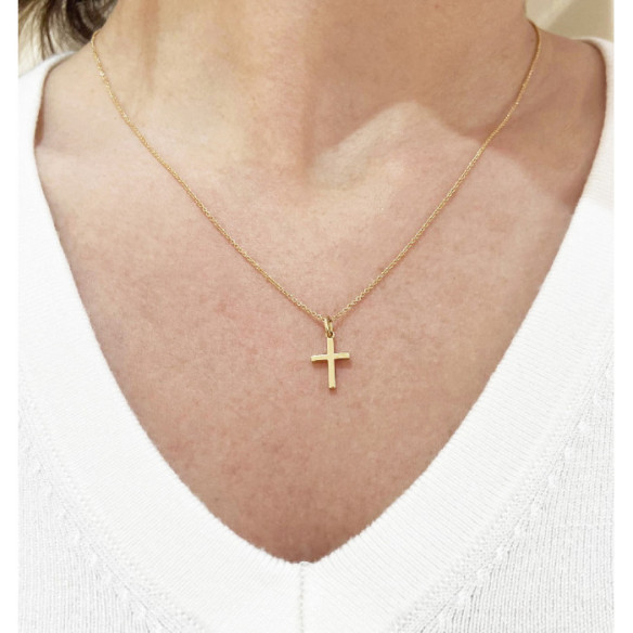 Cruz Oro Lisa Maciza Palo Xs 12x8mm - Cruces