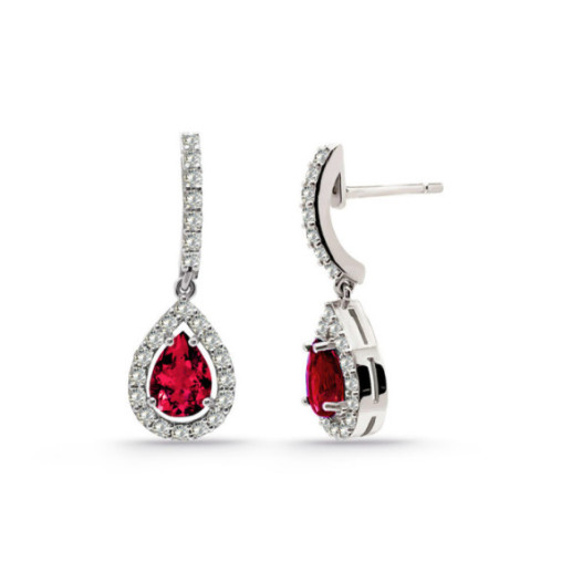 Pendientes Rubi Sunset Drop 1.30Ct Oro Blanco - Orecchini di rubi
