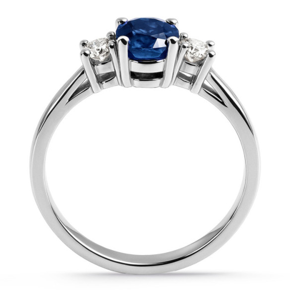 Anillo zafiro oval y diamantes tresillo Sunset Oval - Anillos de Zafiro